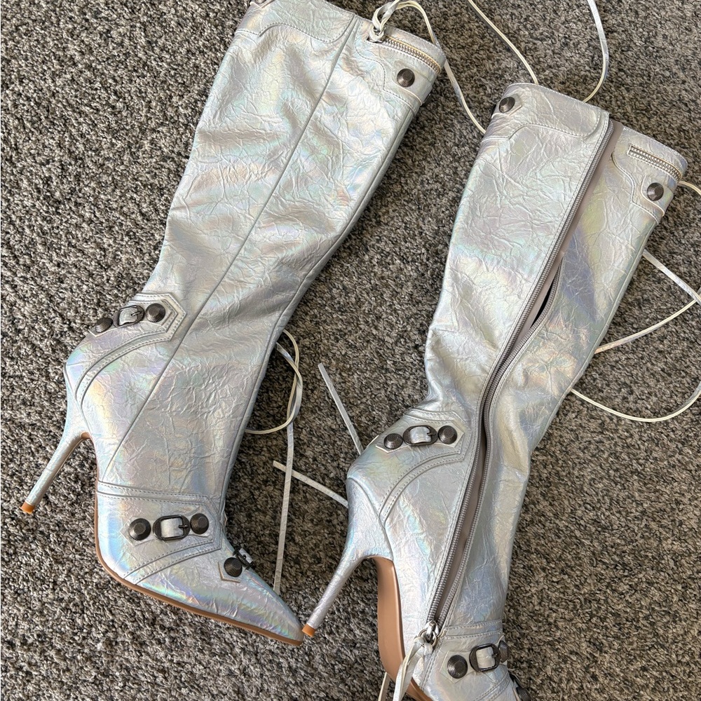 Grey high boots